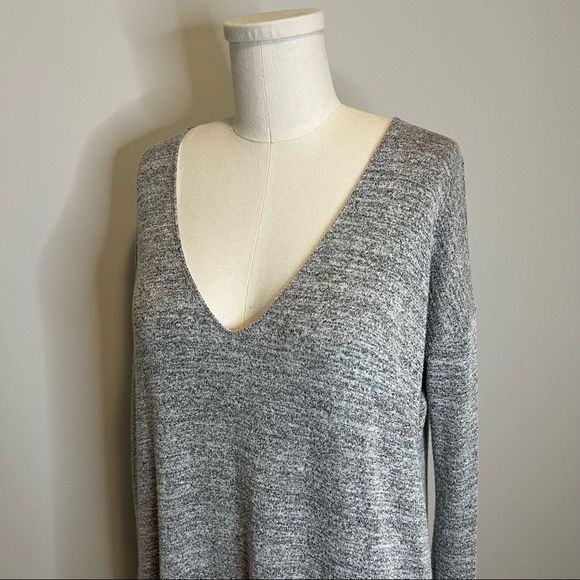 Aritzia Wilfred Free Gail Dress Light Grey  Long Sleeve Oversized Mini Dress - Picture 7 of 13